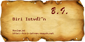Biri István névjegykártya